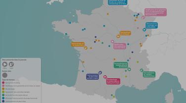 Carte du réseau de sites de démonstration et de sites de démonstration potentiels de restauration des cours d’eau