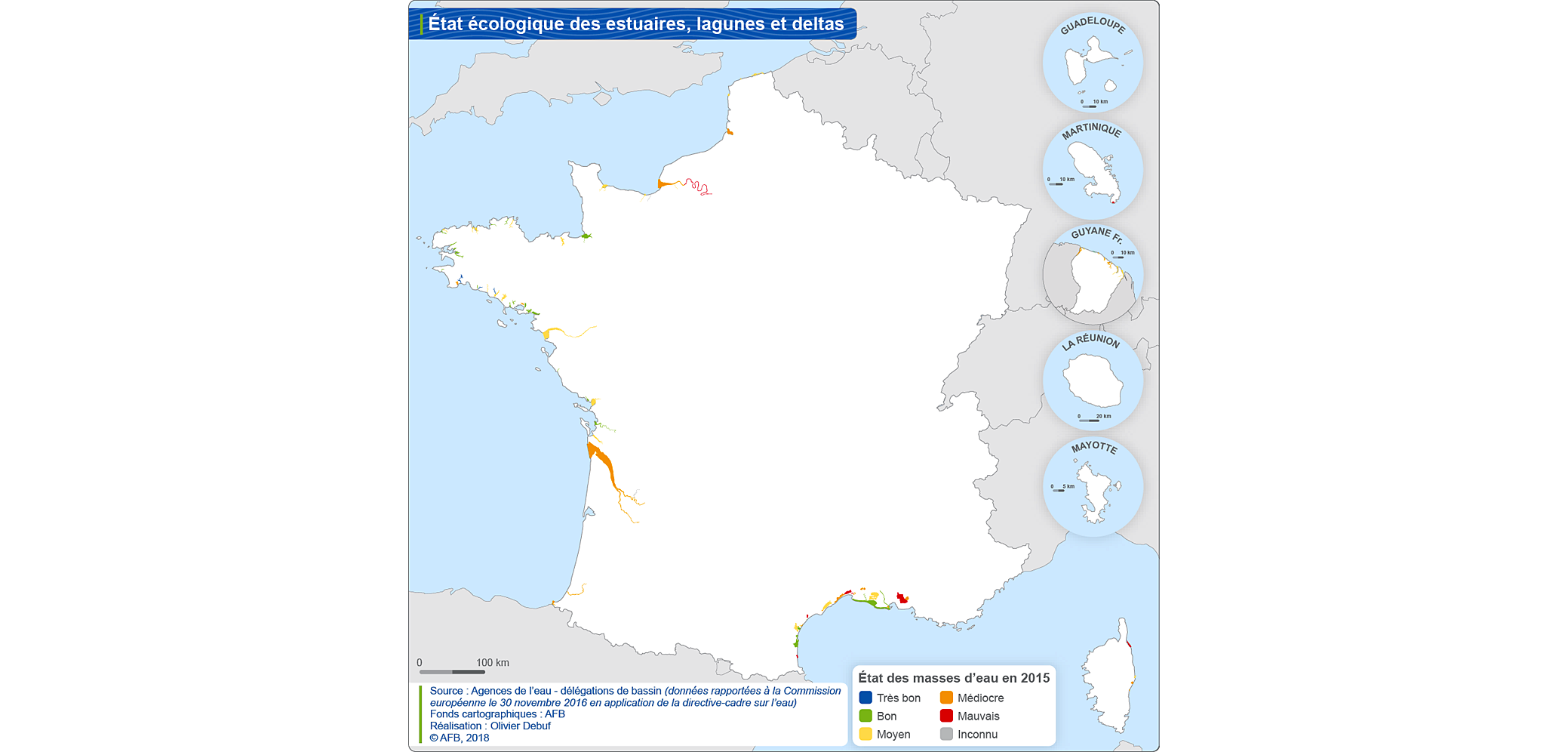 Carte État écologique des estuaires, lagunes et deltas, 2015