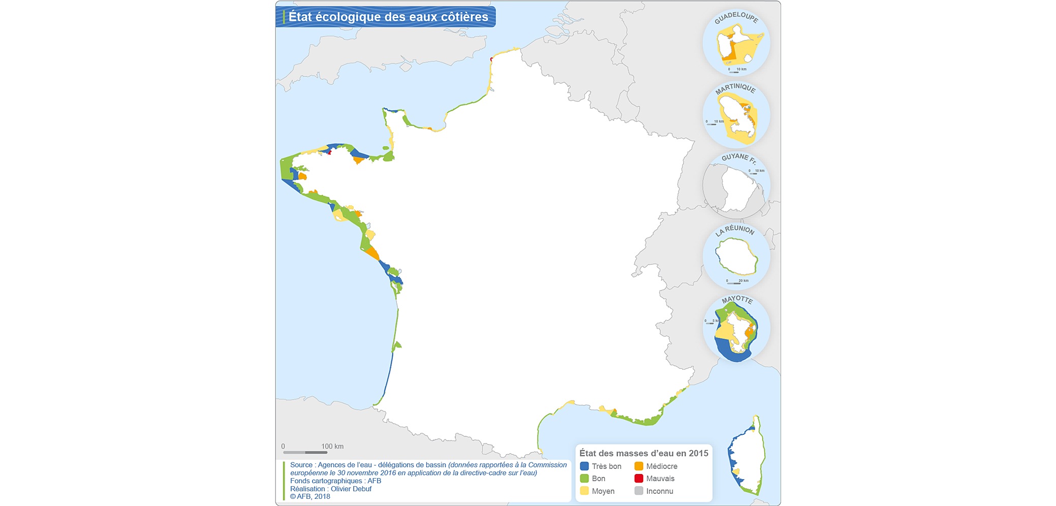 Carte de l'état écologique des eaux côtières