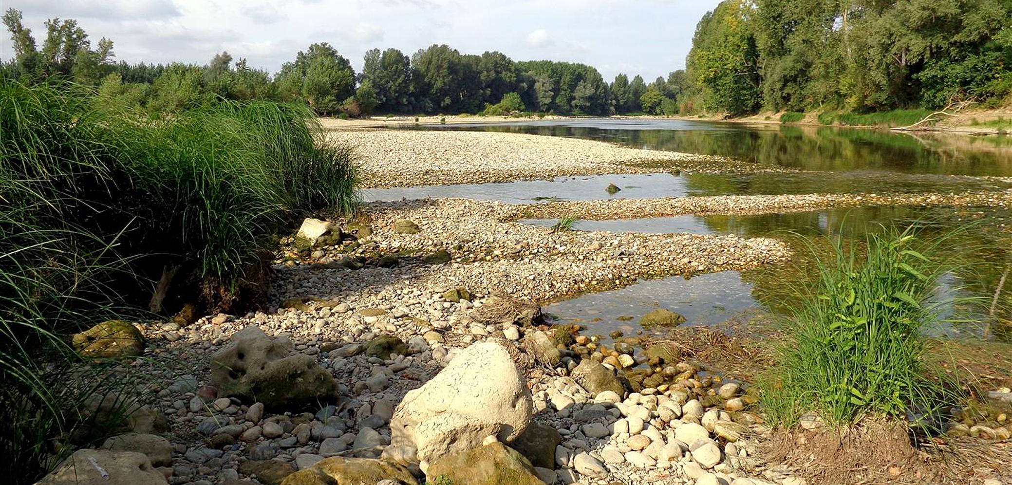 La Garonne en étiage en août 2016 La Garonne en étiage en août 2016