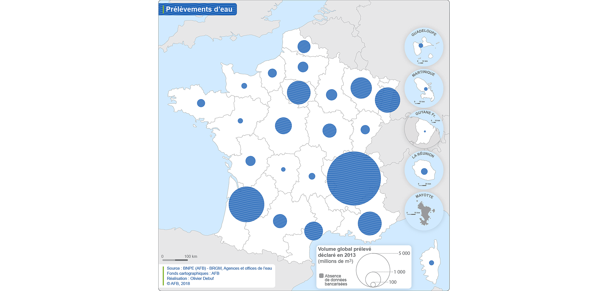 Carte Prélèvements d'eau par région