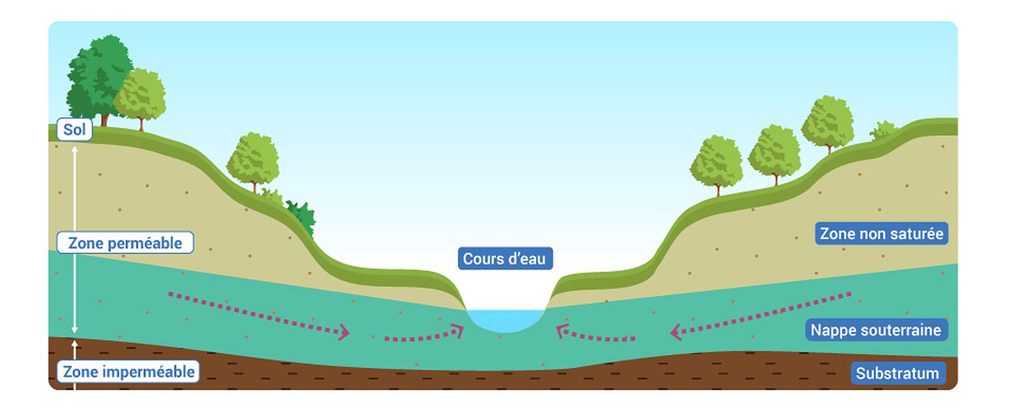 Des échanges entre les nappes souterraines et les cours d'eau
