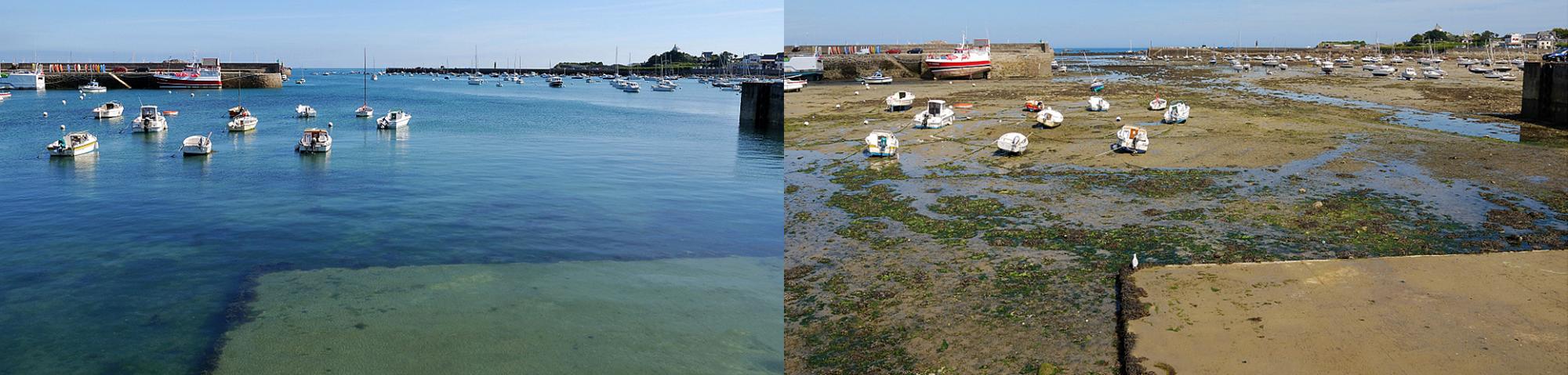 Marnage à Roscoff, marée coefficient 107