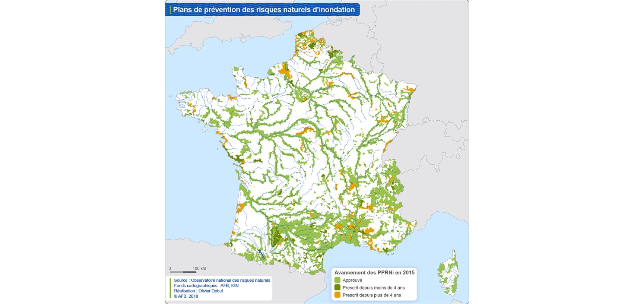 Carte Plans de prévention des risques naturels d'inondation