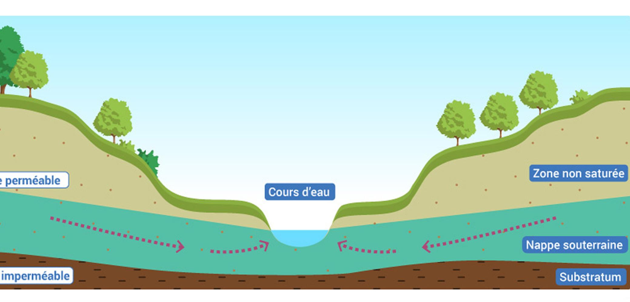 Des échanges entre les nappes souterraines et les cours d'eau