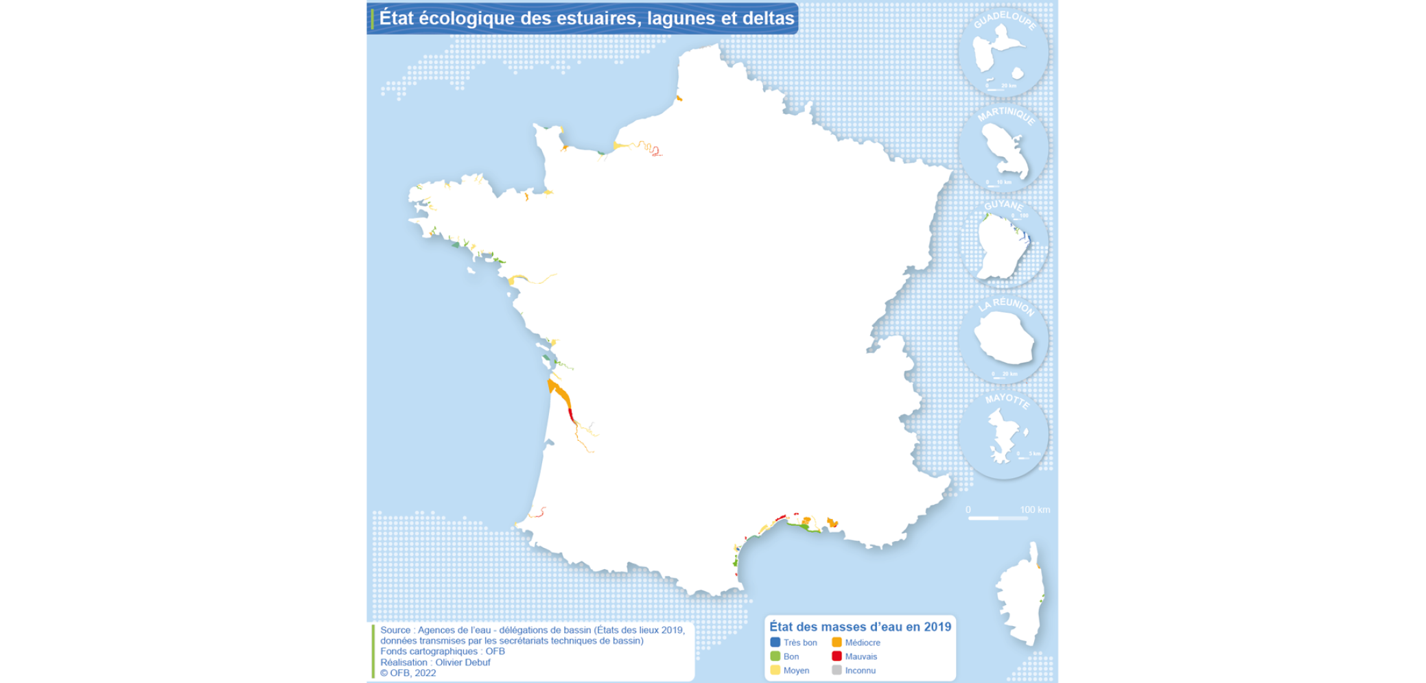 Carte État écologique des estuaires, lagunes et deltas, 2019