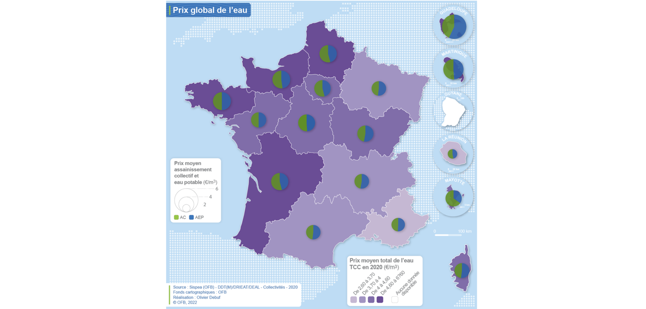 Carte Prix global de l'eau par région en 2020