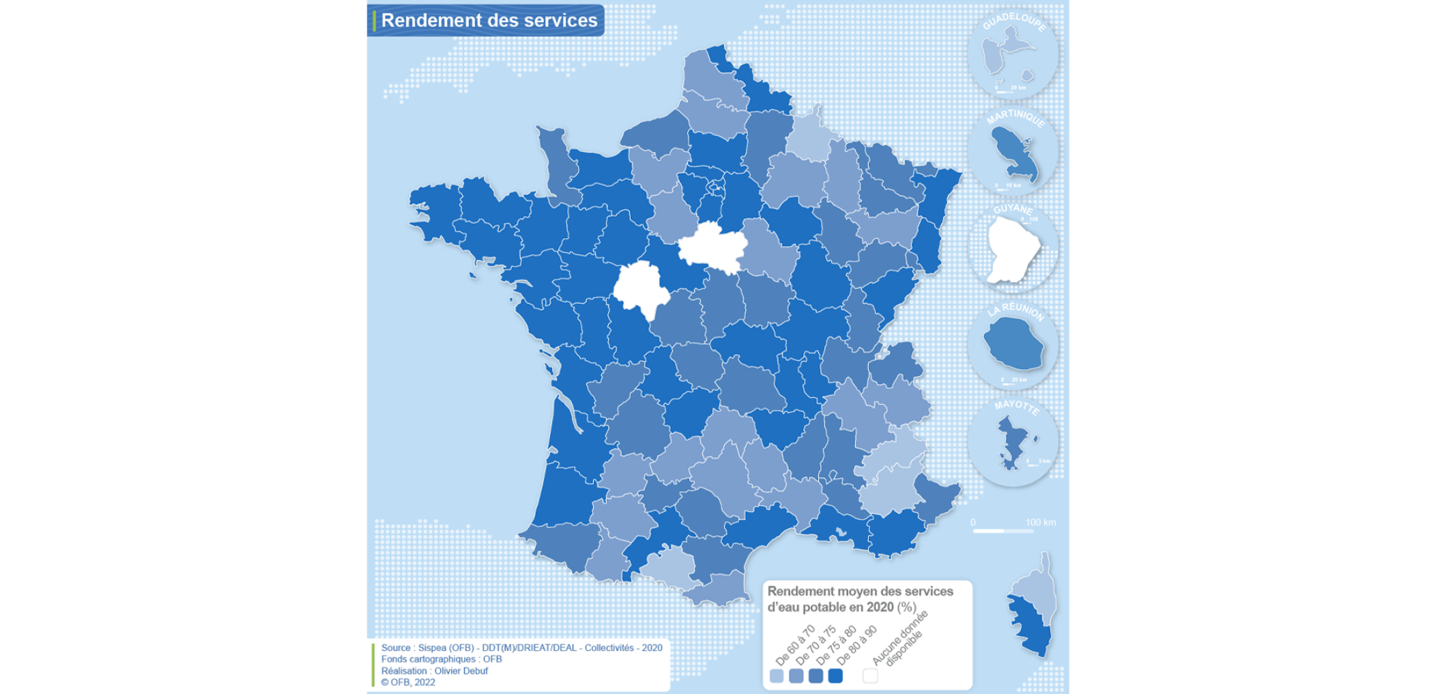 Carte de rendement des services par département en 2020