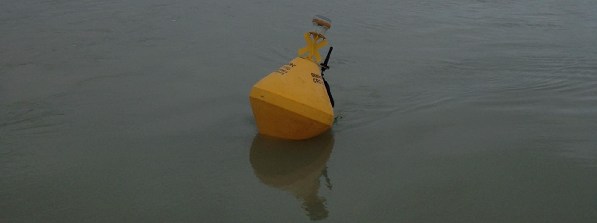 Une des deux sondes expérimentales mises à l'eau le 6 février 2019. (Embouchure de la Seudre) - Crédit : Yohan Weiller Une des deux sondes expérimentales mises à l'eau le 6 février 2019. (Embouchure de la Seudre) - Crédit : Yohan Weiller