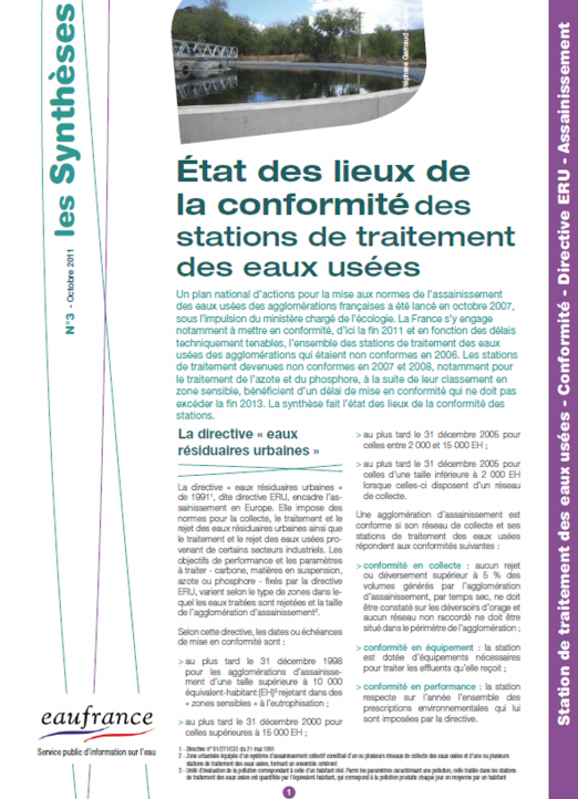 État des lieux de la conformité des stations de traitement des eaux (données 2008)