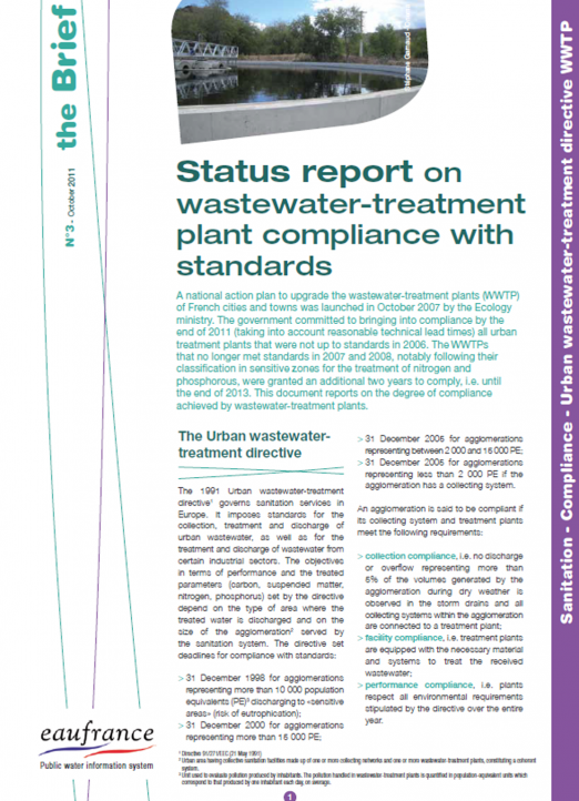 Status report on wastewater-treatment plant compliance with standards (data 2008)