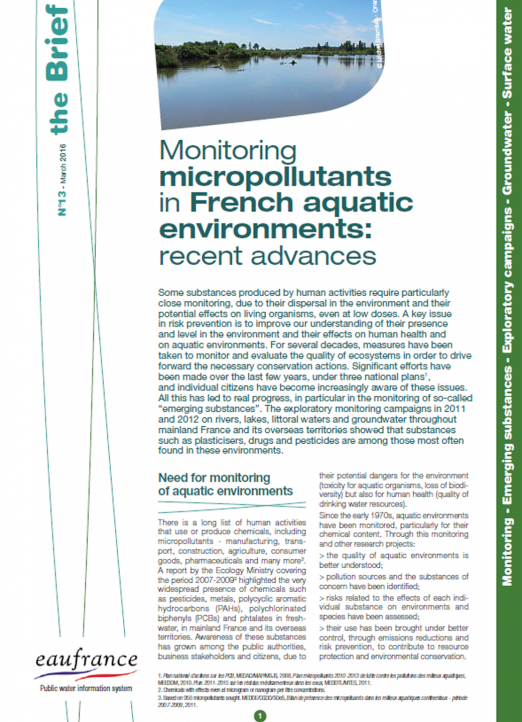 Monitoring micropollutants in French aquatic environments: recent advances