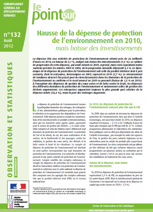 Les dépenses de protection de l’environnement des entreprises (données 2010)