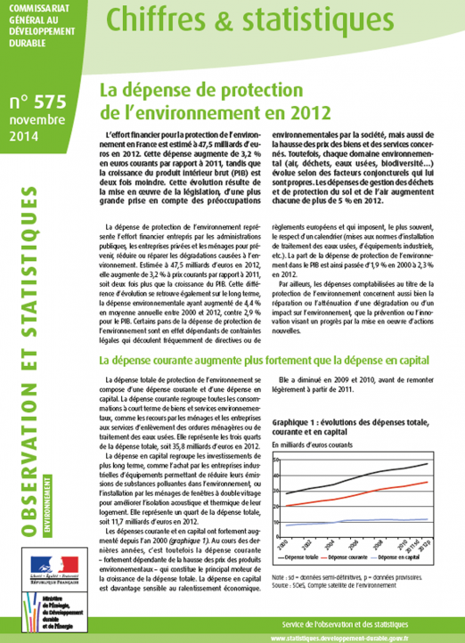 Les dépenses de protection de l’environnement des entreprises (données 2012)