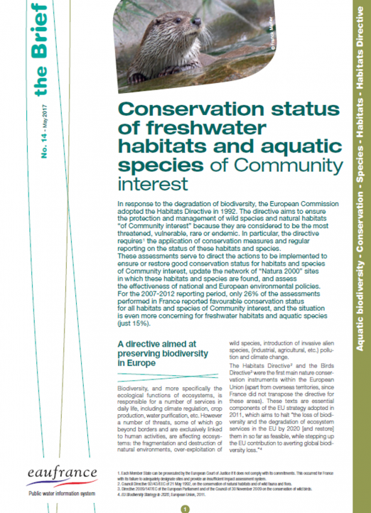 Conservation status of freshwater habitats and aquatic species of Community interest