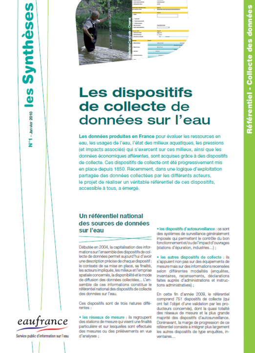 Les dispositifs de collecte de données sur l'eau (données 2009)