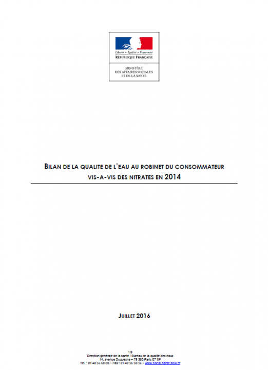 La qualité de l’eau potable vis-à-vis des nitrates (données 2014)