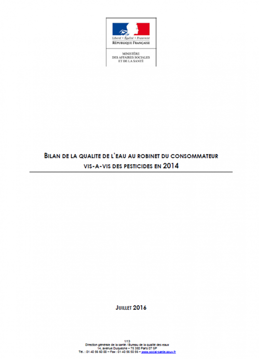 La qualité de l’eau potable vis-à-vis des pesticides (données 2013-2014)