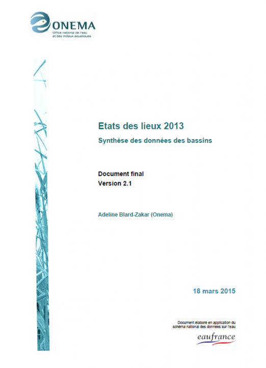 Synthèse des états des lieux des bassins (données 2010-2013)