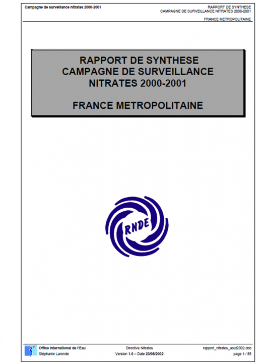 Directive Nitrates - Résultats des campagnes de surveillance 2000-2001