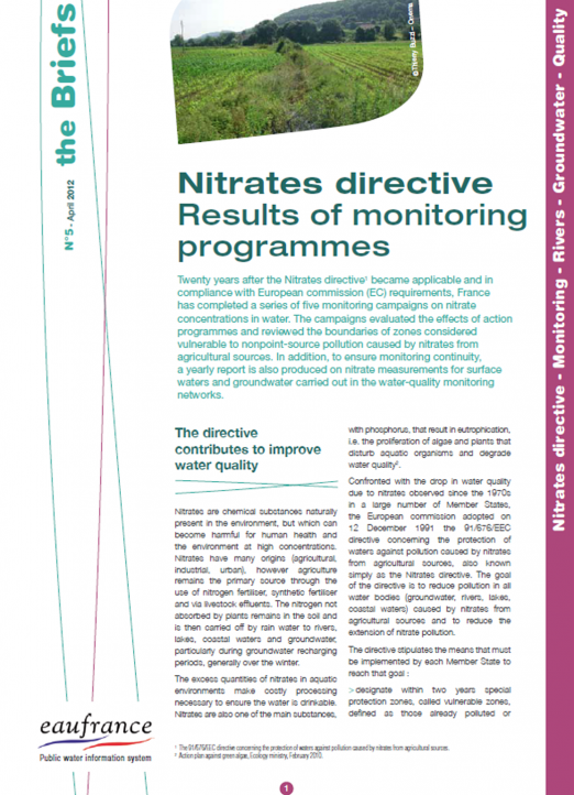 Nitrates directive Results of monitoring programmes (data 1992-2009)