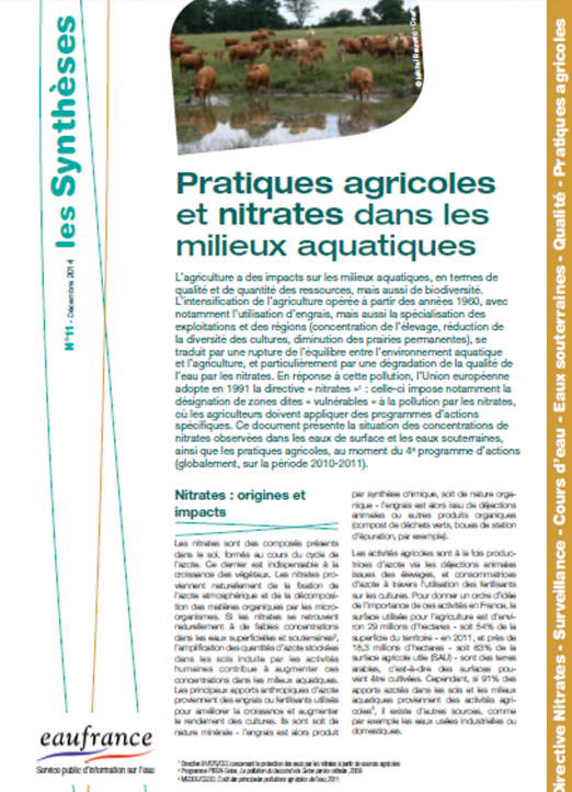 Pratiques agricoles et nitrates dans les milieux aquatiques