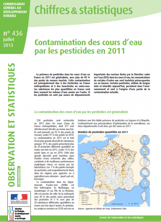 Contamination des cours d’eau par les pesticides (données 2011)
