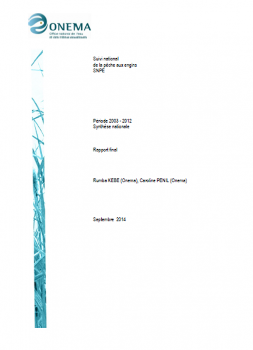 Suivi national de la pêche aux engins entre 2003 et 2012