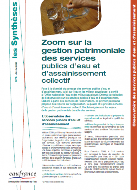 Zoom sur la gestion patrimoniale des services publics d’eau et d’assainissement collectif (données 2009)