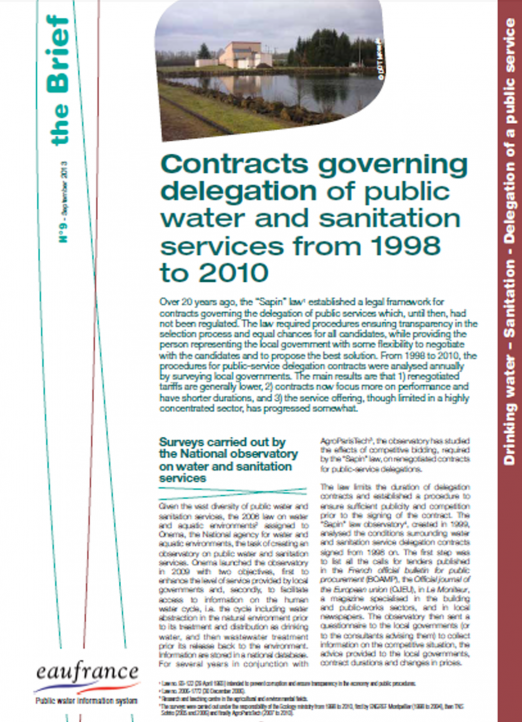 Contracts governing delegation of public water and sanitation services from 1998 to 2010. N°9