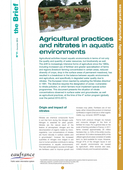 Agricultural practices and nitrates in aquatic environments (2010-2011)