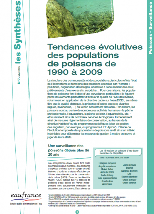 Tendances évolutives des populations de poissons de 1990 à 2009
