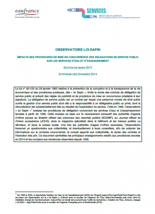 Vignette du bulletin sur les impacts de la loi Sapin (données 2014)