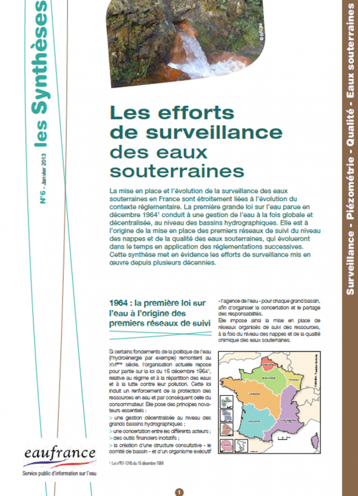 Vignette de la synthèse sur les efforts de surveillance des eaux souterraines