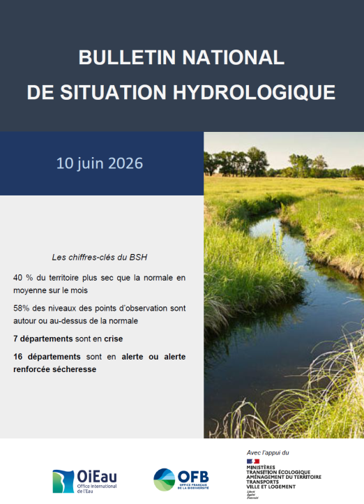 Visuel du Bulletin national de situation hydrologique de juin 2026