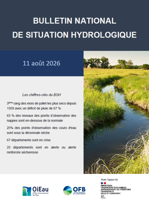 Visuel du Bulletin national de situation hydrologique d'août 2026