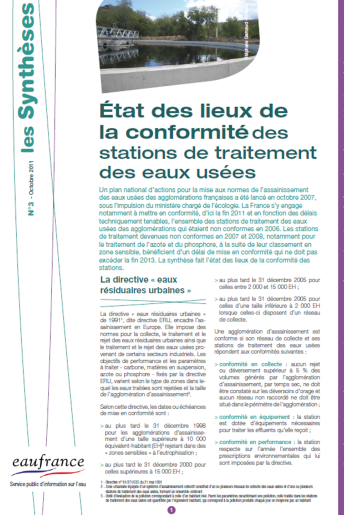 État des lieux de la conformité des stations de traitement des eaux (données 2008)