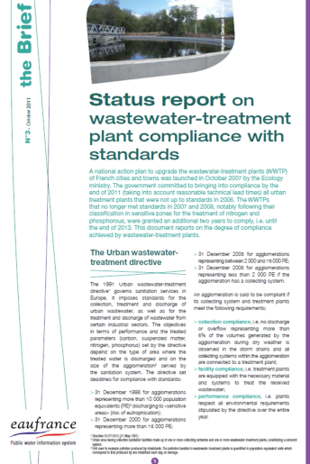 Status report on wastewater-treatment plant compliance with standards (data 2008)