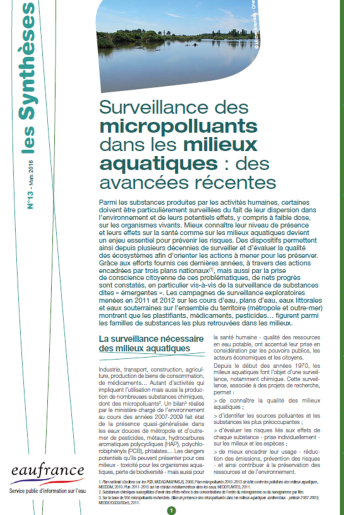 Surveillance des micropolluants dans les milieux aquatiques : des avancées récentes