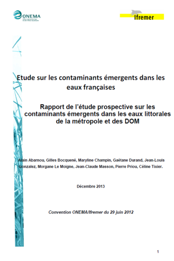 Contaminants émergents dans les eaux de surface littorales (données 2011-2012)