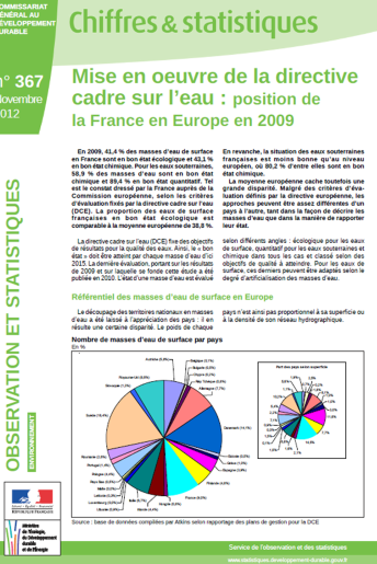 Mise en oeuvre de la DCE : position de la France en Europe en 2009