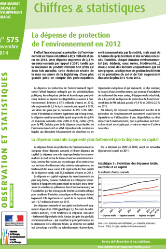 Les dépenses de protection de l’environnement des entreprises (données 2012)