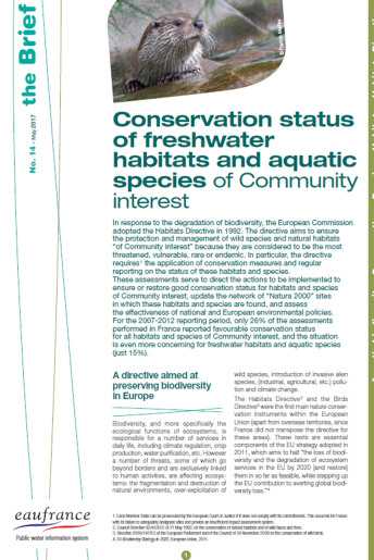 Conservation status of freshwater habitats and aquatic species of Community interest Conservation status of freshwater habitats and aquatic species of Community interest
