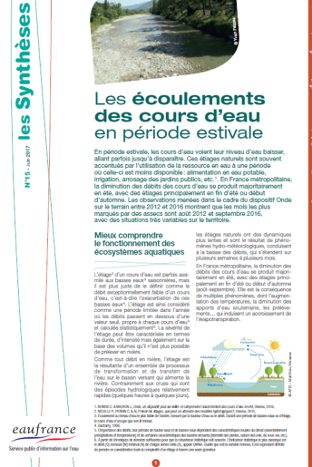Les écoulements des cours d’eau en période estivale, 2017 Les écoulements des cours d’eau en période estivale, 2017