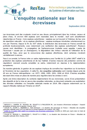L’enquête nationale sur les écrevisses (Édition 2016)