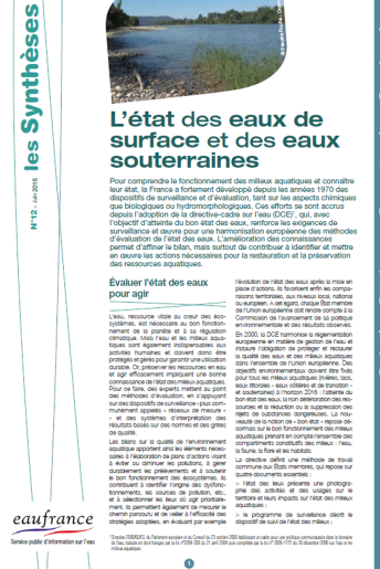 L’état des eaux de surface et des eaux souterraines L’état des eaux de surface et des eaux souterraines