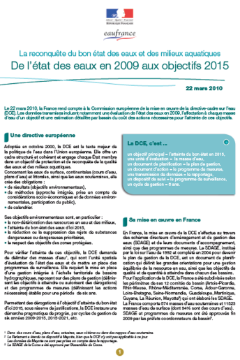De l’état des eaux en 2009 aux objectifs 2015