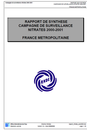 Directive Nitrates - Résultats des campagnes de surveillance 2000-2001 Directive Nitrates - Résultats des campagnes de surveillance 2000-2001