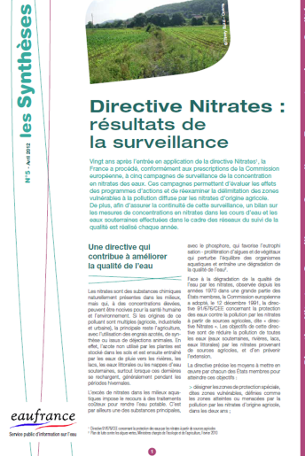 Directive Nitrates - Résultats de la surveillance 2008-2009 Directive Nitrates - Résultats de la surveillance 2008-2009