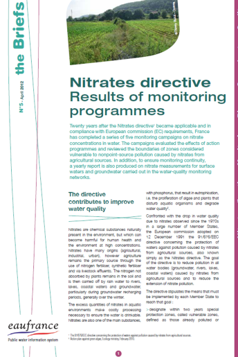 Nitrates directive Results of monitoring programmes (data 1992-2009)